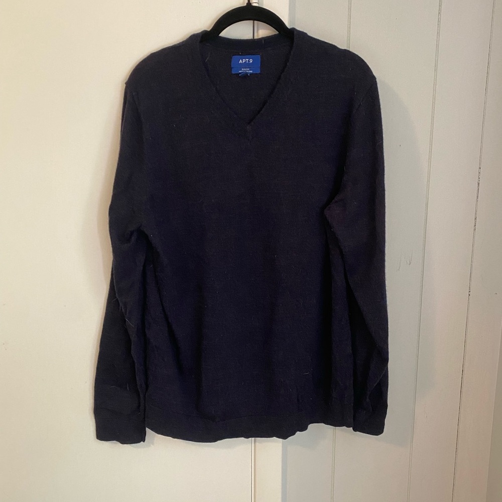 Apt. 9 Men's Dark Blue V-Neck Sweater
